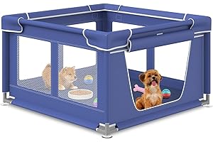 HOHOMETIC Dog Playpen 42 × 42 Inch, Puppy PlayPen with Gate for Puppies, Small and Medium Dogs, Pet PlayPen for Outdoors & Indoors
