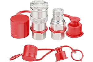 ANCIMOON 3/8’’ NPT Flat Face Hydraulic Quick Connect Coupler with Dust Cap