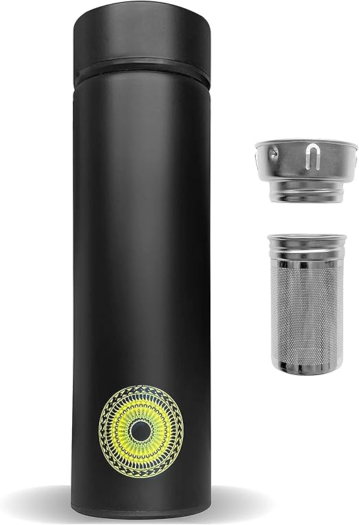 Amazon Com Ulti Mood Insulated Travel Mug Stainless Steel Vacuum Coffee Mug Spill Proof Tumbler Portable Bpa Free Leak Proof Thermos Cup Thermal Mugs With Long Tea Infuser Brushed Black Long Infuser Kitchen