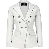 Jild Double Breasted Fancy Buttons Lambskin Leather Blazer Women - Kim Kardashian Long Sleeve Coat Style Leather Jacket Women