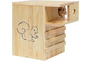 Widened Extra Large Wooden Squirrel House Outdoor with External Platform & Porch, Squirrel Nesting Box, Squirrel Boxes for Ou