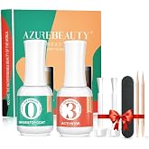 AzureBeauty 2 Combined into1 Dip Powder Base Top Coat Activator, 0.5oz | All-in-one dip powder liquid set, no nail lamp required. Fast air drying, ideal liquid for DIY &amp; salon dip powder nail kits