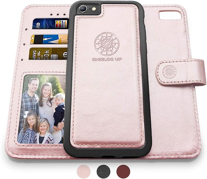 Amazon Com Shields Up Iphone Se Case Iphone 8 Wallet Case Iphone 7 Wallet Case Durable And Slim Card Cash Slots Wrist Strap Vegan Leather Cover For Apple Iphone 8 7 Se2 Rose Gold Electronics