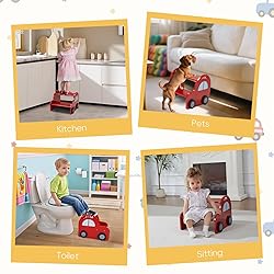 HAHASOLE Wooden Toddler Step Stool for Kids, 2-Step