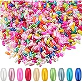SUNNYCLUE 1 Box About 1920Pcs Rice Shaped Beads Oval Acrylic Beads 8mm Random ABS Plastic Imitation Pearl Long Oat Loose Spaces for Jewelry Making DIY Crafts Bracelet Necklace Supplies Adults