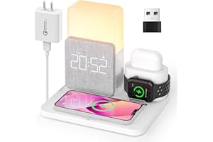 [2025 UV-Coating] COLSUR Wireless Charging Station, 3 in 1 Charging Station, Alarm Clock with Wireless Charger, iPhone 12/13/14/15/16 Pro/13 Mini/13 Pro Max/12 pro, AirPods