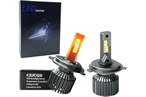 CZJCGD H4 HB2 9003 LED Bulbs, Fog Light Bulb and High Beam, Low Beam, 500% Ultra Bright 6500K Cool White Light Blubs, Plug-N-Play, 1:1 Size Halogen Replacement Bulbs, IP68 Waterproof, Pack of 2