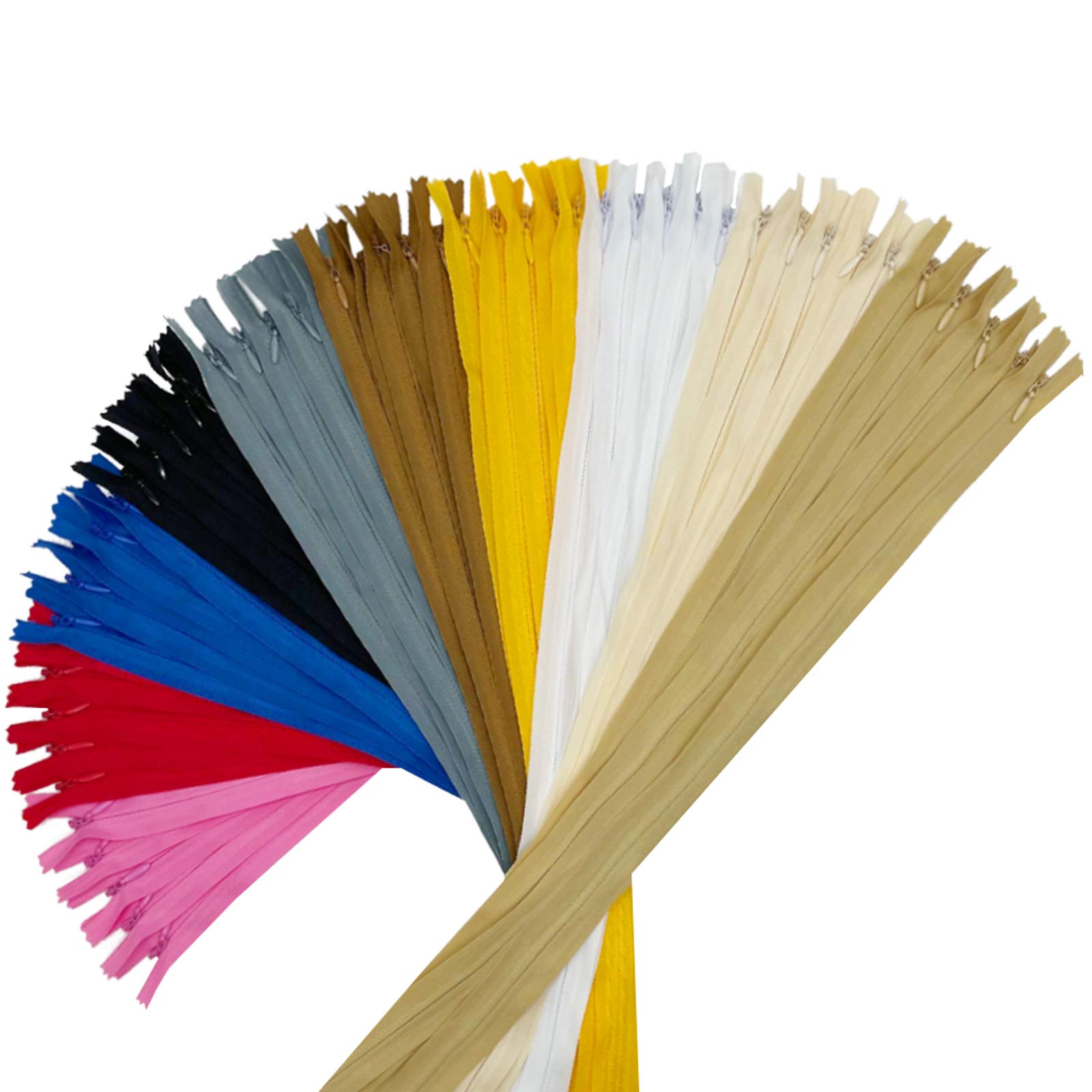 Invisible Zips for Sewing Assorted Sizes, Nylon Concealed Zips for Sewing Colourful Invisible Zippers for Tailor Bag Dress 50 Pcs (20,28,40,50,60cm)