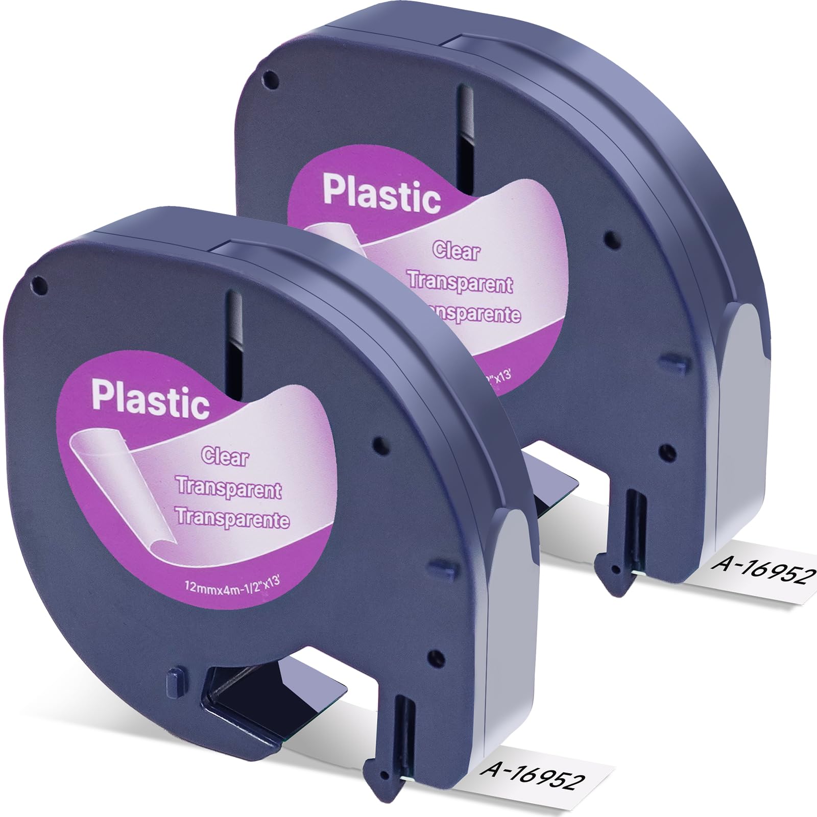 2X Dymo LetraTag 12267 Replacement Label Tape - Black on Clear/Transparent Plastic Cassette for LT-100H, LT-100T, QX50, LT-110T, XR, XM 2000 - Label Orison