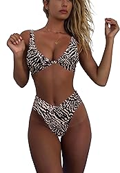 geluboao Womens Leopard Bikini Sets High Waisted V