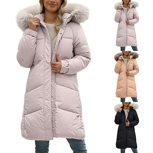 women coat,ladies jackets,Winter Coats for Women UK Puffer Fleece Jacket Hooded Trench Coat Ladies Jackets Outerwear Overcoat with Pockets,Pink,M