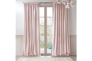 Lazzzy Dust Pink Velvet Curtains Room Darkening Thermal Insulated Curtains 84 Inch Long Window Drapes for Bedroom Living Room Super Soft Luxury Rod Pocket Window Treatment, 2 Panels