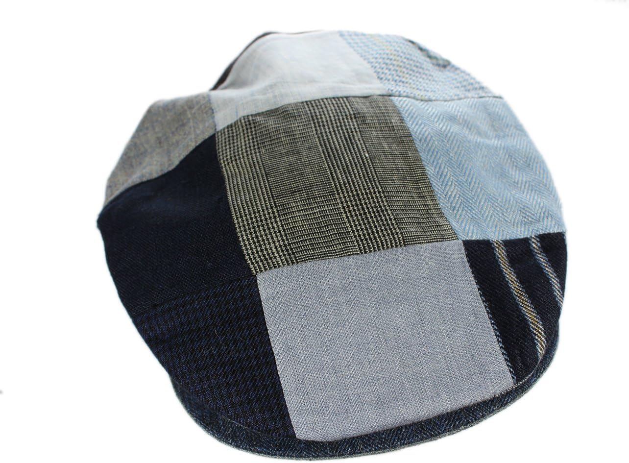 Patchwork Cap Blues 100% Irish Linen Hanna Hats Ireland Large