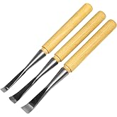 Spoon Gouge Wood Carving Set, 3PCS 10/15/20mm Carbon Steel Bent V-Gouge for DIY Art Craft, Hollowing, Woodworking, Chisels Curved Hand Tools Accessories for Beginners &amp; Professionals
