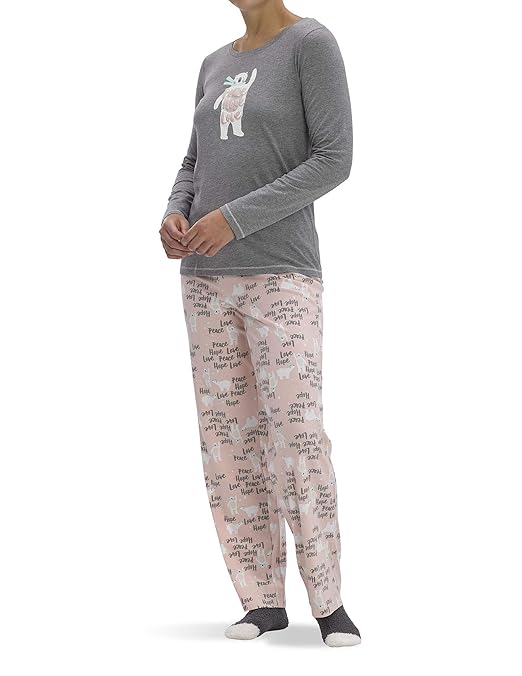 Buy HUE Women's Printed Knit Tee and Pant 3 Piece Pajama Set, at Amazon.in