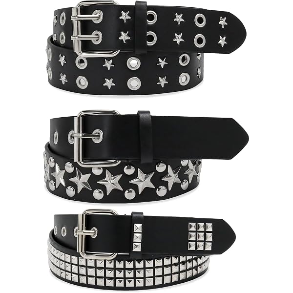 3648 Skeleton Hand Buckle Studded Leather Belt – Adjustable Punk Rock Skeleton Hand Vegan Leather Studded Belt – Y2K Gothic Punk  main image 2