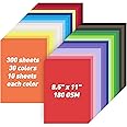 MAXECHO 8.5" X 11" Colored Cardstock Bulk 300 Sheets 30 Assorted Colors Construction Paper Card Stock Printer Paper for DIY Crafts, Cricut Card Making, Party Decor, Kids School Supplies, 180 GSM
