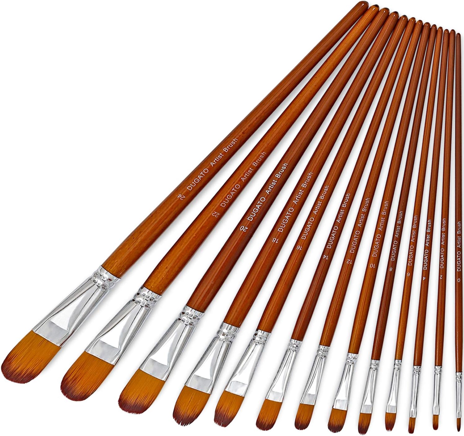 Artist Filbert Paint Brushes Set 13pcs, Soft Anti-Shedding Nylon Hair Wood Long Handle for Acrylic Oil Watercolor Gouache Paint by Numbers (13pcs)