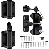 SANKINS Self-Closing Gate Hinges and Key Lockable Gate Latch Kit, Fence Gate Hardware Kit for Wooden Fence, Pool Safety Fence Adjustable Hinges and Double-Sided Latches Hardware for Metal, Woode