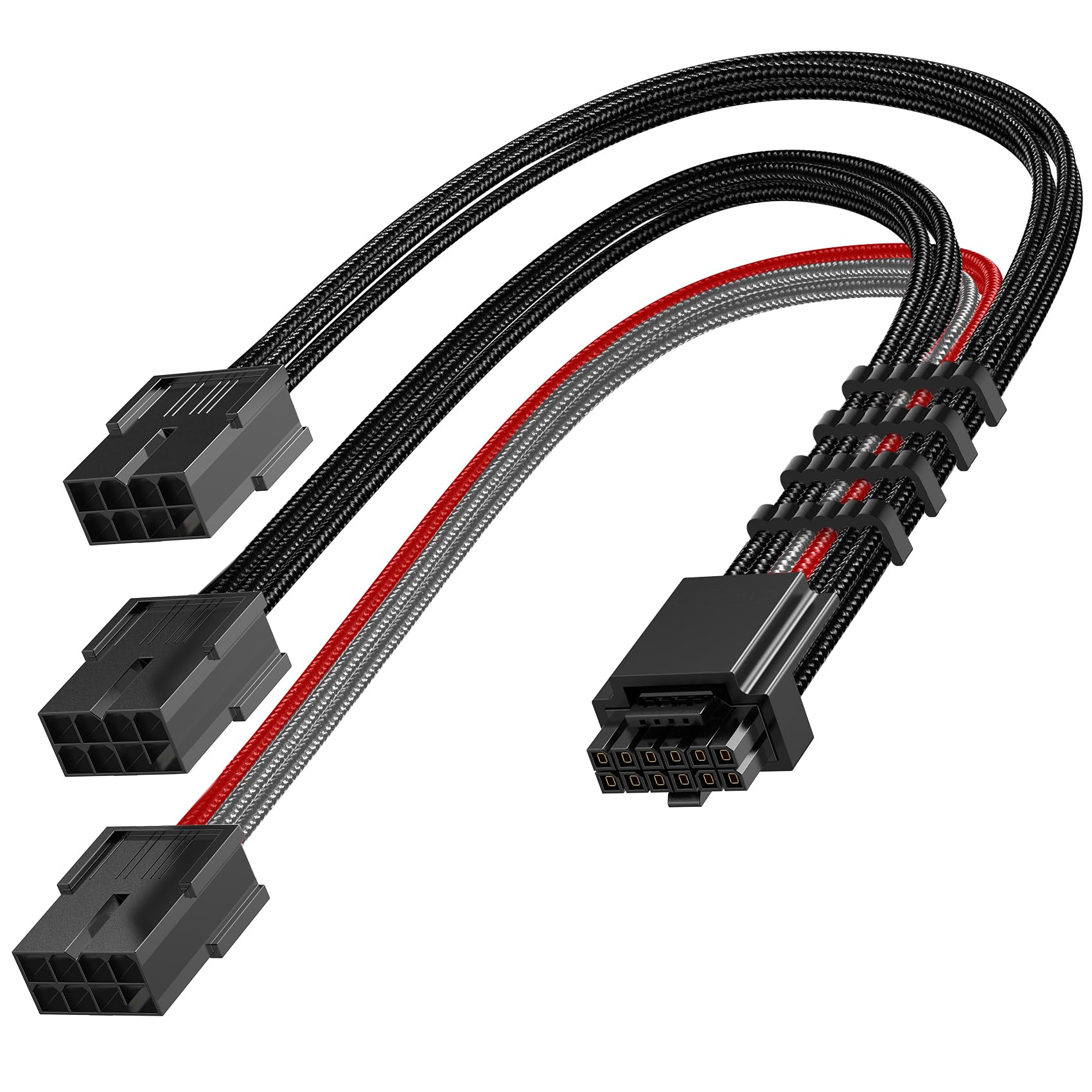 Photo 1 of AsiaHorse 16AWG PCI-e 5.0 12VHPWR PSU Cable Extension, 600W 12+4 Pin Male to PCIE 3x8 Pin(6+2) Female PC Cable Extension for RTX 3090Ti/4070Ti/4080/4090, 30CM