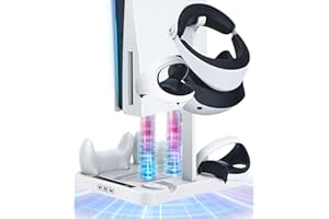 HAPAW Charging Station for PS VR2 / PS 5 with Cooling Fan & Accessories Organizer, PS5 PSVR 2 Controllers Charger Charging Dock, PS5 Console Cooling, PS VR 2 Accessories Headset Stand Holder