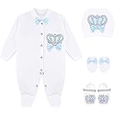 Lilax Baby Boy Jewels Crown Layette 4 Piece Gift Set 0-3 Months