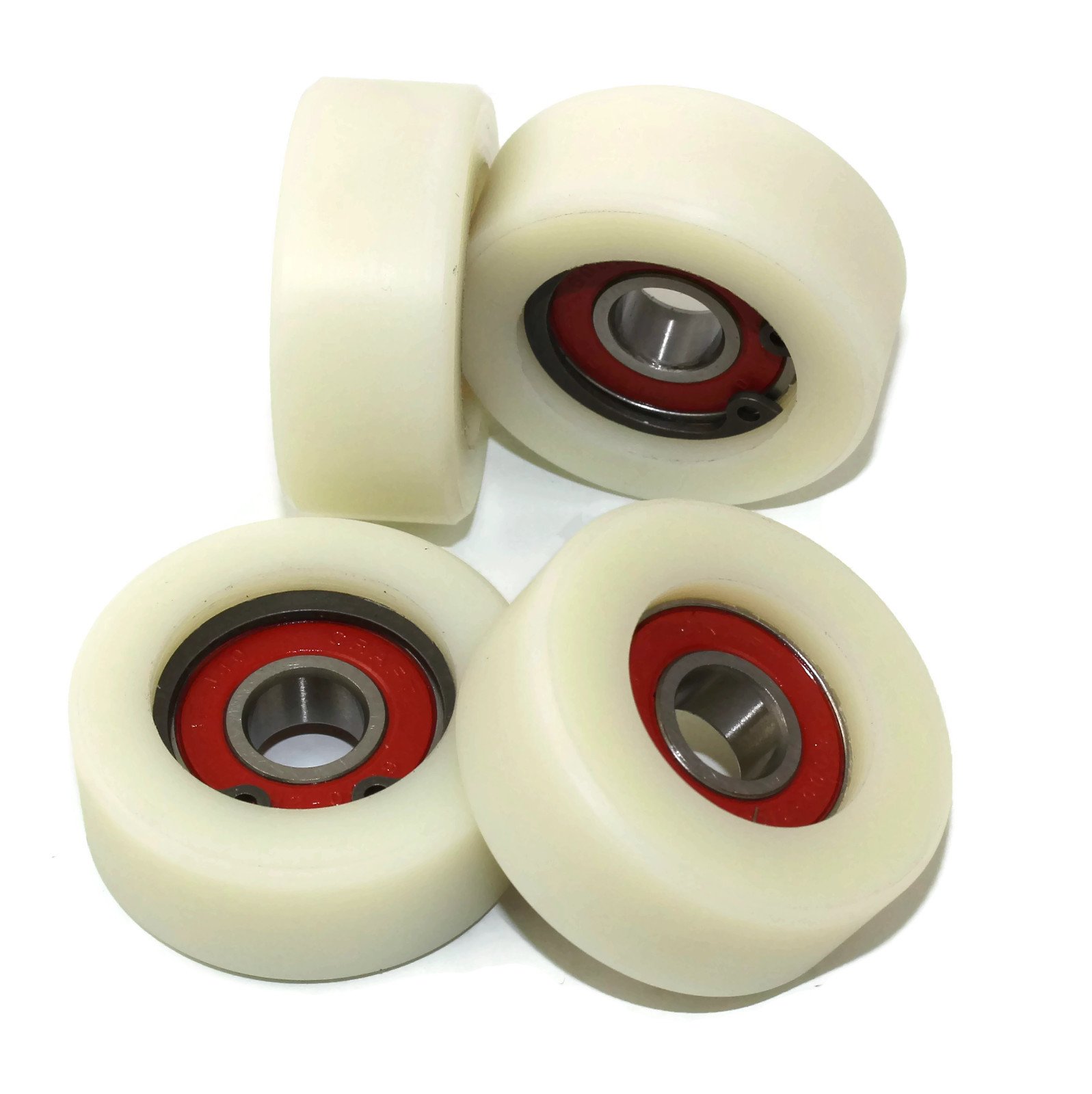 4 Pieces Nylon Polyamide Rollers 40 mm diameter 16 mm wide 10 mm bearing - UK Based Inventory - (40-16-10)