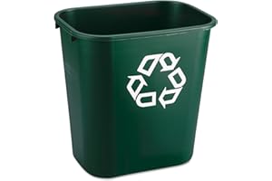 RUBBERMAID COMMERCIAL PRODUCTS Rubbermaid Commercial RCP 2956-06 GRE Deskside Paper Recycling Container, Rectangular, Plastic, 7 gal, Green