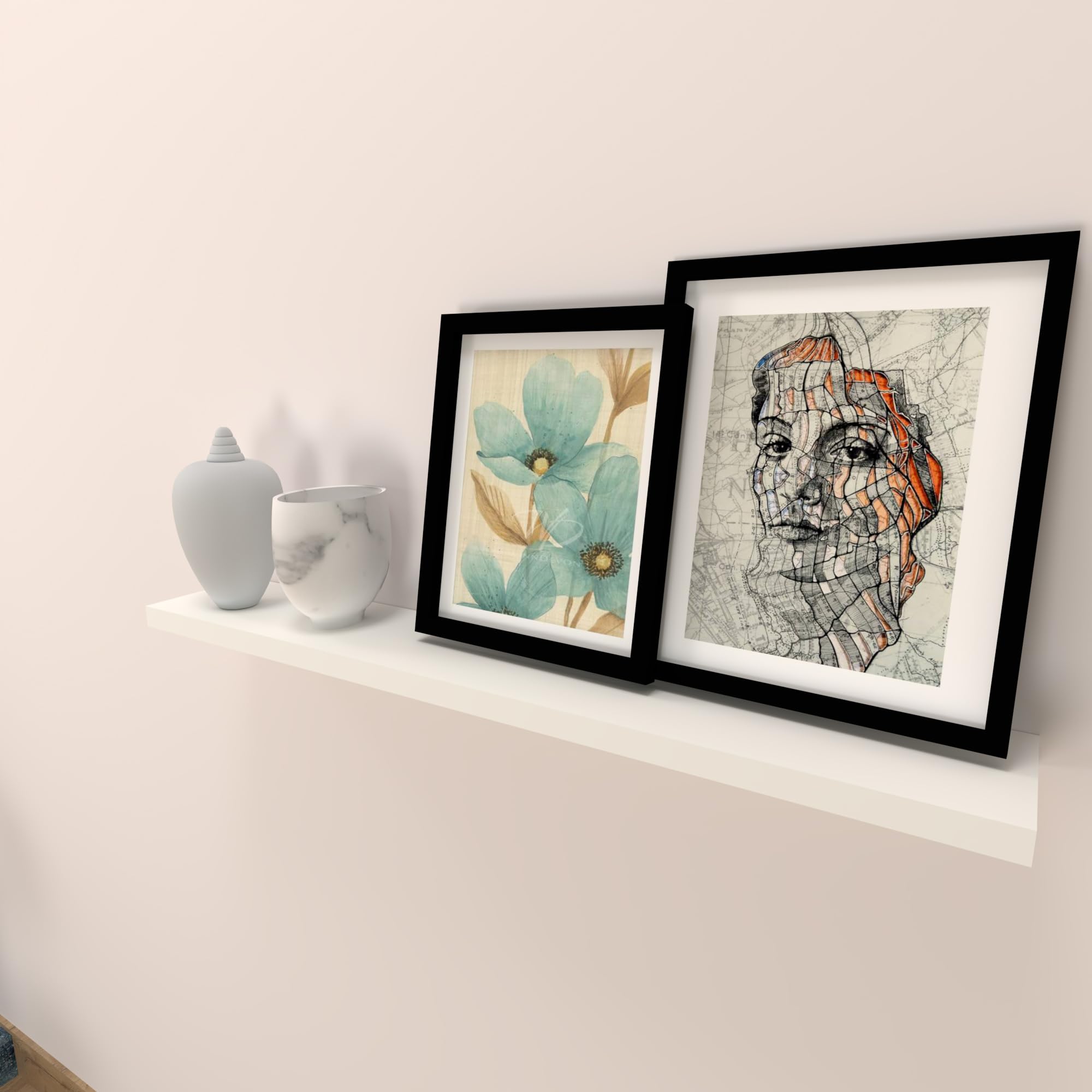 Henor Wooden Wall Shelf 90 x 15 x 2.5 cm, Adjustable Horizontal, Vertical and Tilt, Holds up to 30 kg White