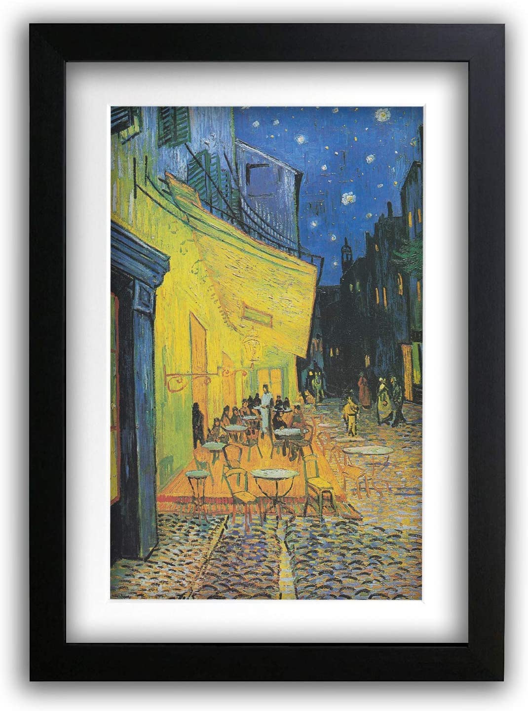 HWC Trading A3 FR Cafe Terrace at Night by Vincent van Gogh this Famous Gallery Artwork Painting Makes an Excellent Gift or Decorative Piece for any Home - A3 Framed