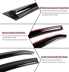 3D Wavy Style Window Visor Rain Guard Deflector