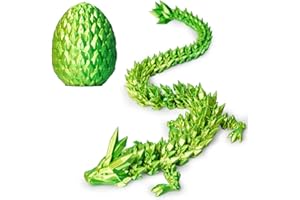 AUMEILLER 3D Printed Dragon in Egg, Beautiful Flexible Crystal Dragon Figurine Decor, Gifts for Adults and Kids (Laser Yellow Green)