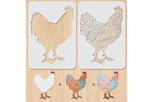 ORIGACH 2 Pcs Large Layering Coloring Dominique Chicken Stencil for Painting 11.7×8.3 inches Reusable Layered Templates Stenc