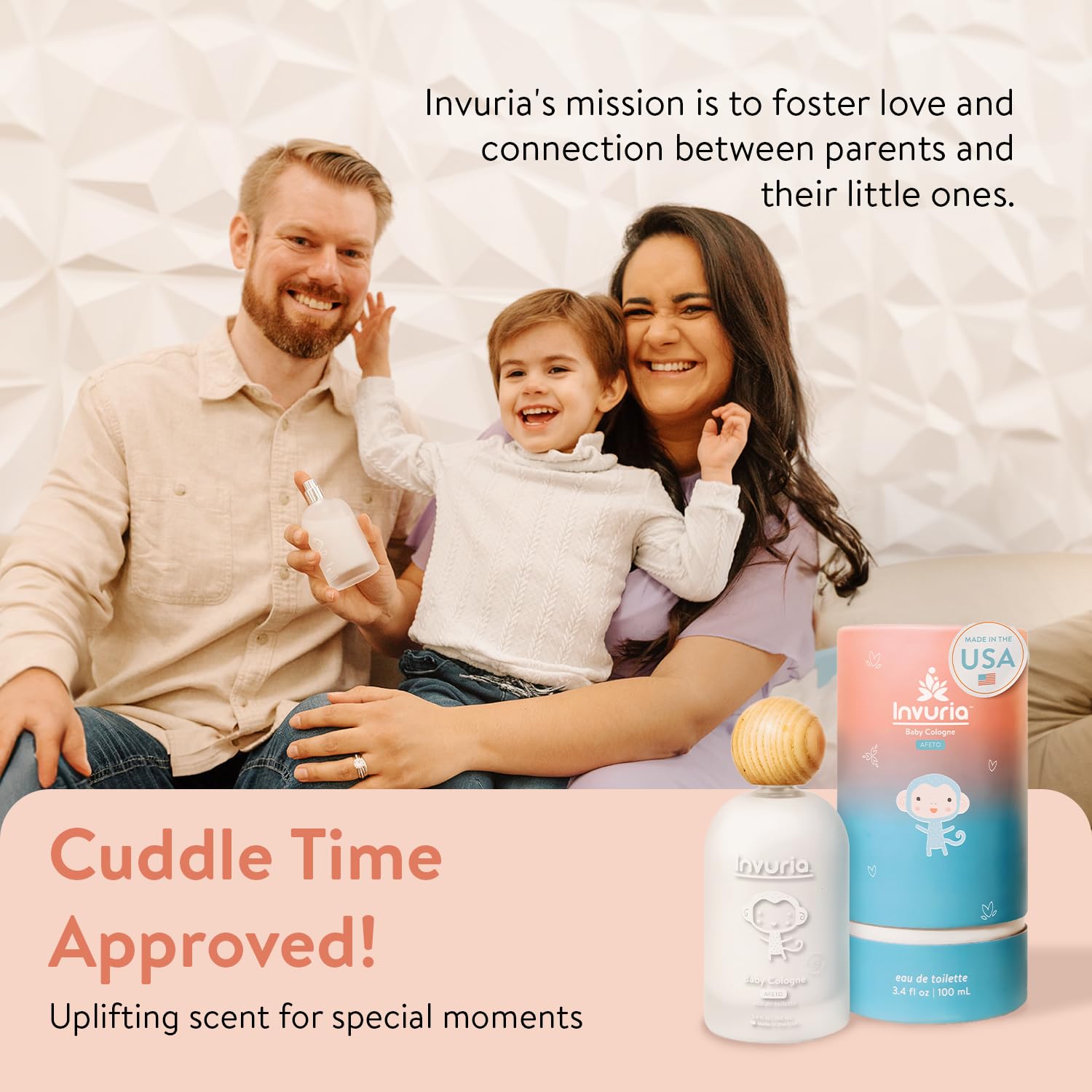 Invuria Afeto Baby Cologne | Alcohol-Free Cologne | For Boys & Girls | Baby Eau de Toilette | Newborn Perfume | 3.4 oz | 100 mL