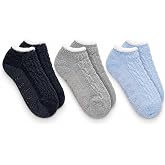 Cuddl Duds Women Cozy Lined Soft Low Cut with Grippers Lounge Socks 3 Pair