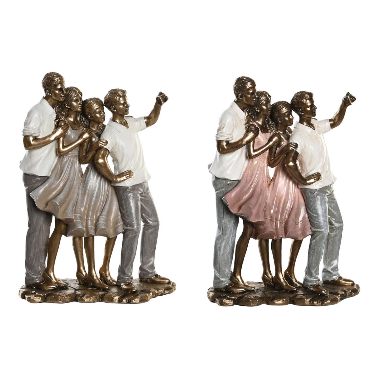 DKD Home Decor Decorative Figurine 18 x 10 x 25 cm Pink Gold White Family (2 Units)