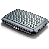 ÖGON -DESIGNS- Aluminum card holder with metal lock, RFID protection against fraud and demagnetization, compact wallet, Smart Case STOCKHOLM model (Aluminum Platinium)