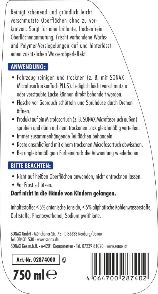 SONAX XTREME BrilliantShine Detailer (750 ml) schnelle, schonende und gründliche Lackpflege für zwischendurch | Art-Nr. 02874000 2