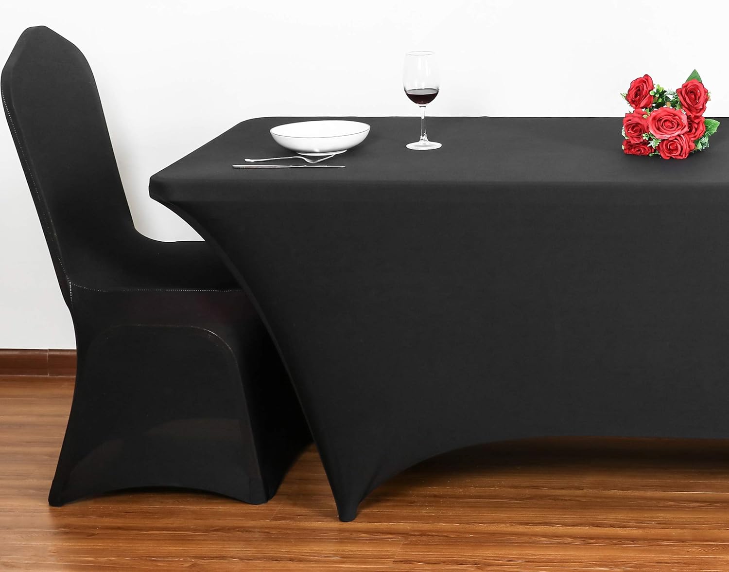 Obstal 6ft Stretch Spandex Table Cover for Standard Folding Tables - Universal Rectangular Fitted Tablecloth Protector for Wedding, Banquet and Party （Black, 72 Length x 30 Width x 30 Height Inches）: Kitchen & Dining