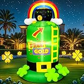 KOOY 5FT St Patricks Inflatable Leprechaun Trap Outdoor Decoration with LED Lights Rainbow, Gold Pot & Shamrock, Lucky Clover Blow Up Saint Irish Decorations for Yard Holiday Party Garden Lawn Décor