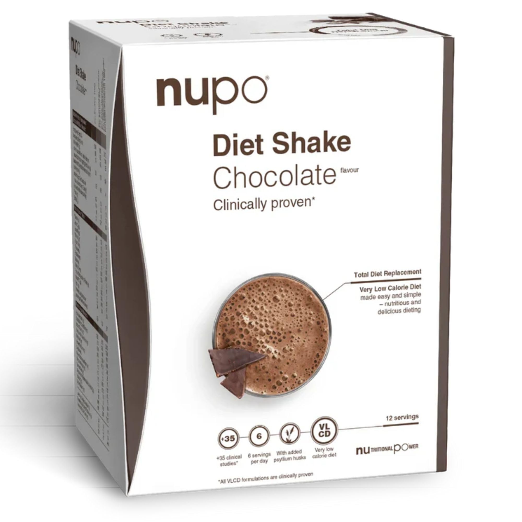 NUPO Diet Shake Chocolate – Premium diet shakes for weight management I Clinically proved meal replacement shake for weight control I 12 Servings I Very Low-Calorie Diet, GMO Free