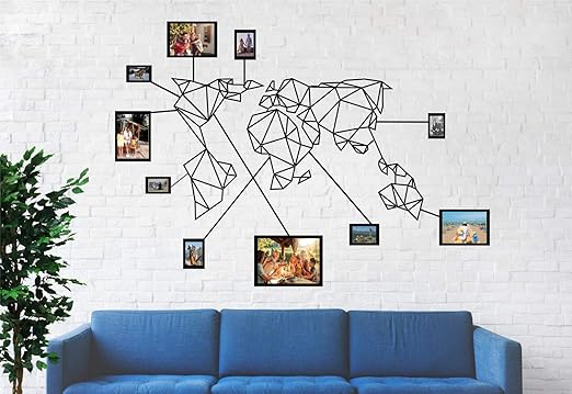 Dekadron Mapa Del Mundo De Metal Para Pared Diseno Geometrico