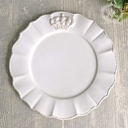 Amazon Co Jp ホワイトクラウンラウンドプレート19cm 王冠 フレンチカントリー調 おしゃれ デザート皿 ホーム キッチン