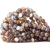 CHEAVIAN 45PCS 8mm Natural Botswana Sardonyx Agate Gemstone Round Loose Beads for DIY Jewelry Making 1 Strand 15"