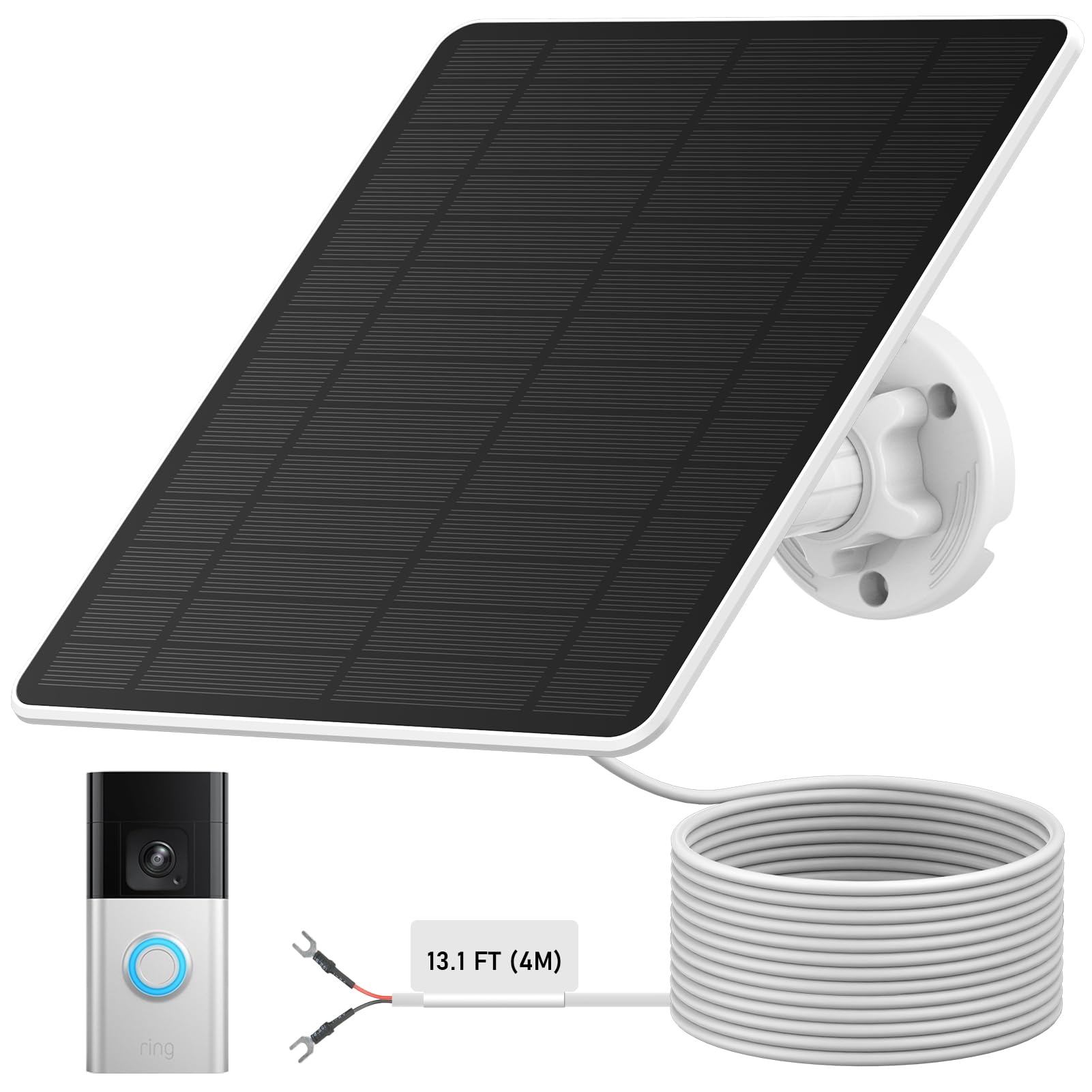 Photo 1 of Solar for Ring Doorbell, Suitable for Battery Video Doorbell Plus, Ring Video Doorbell 3/3 Plus/4, Easy Installation & 360°Adjustable Mount, Waterproof, Fast Charging Cable