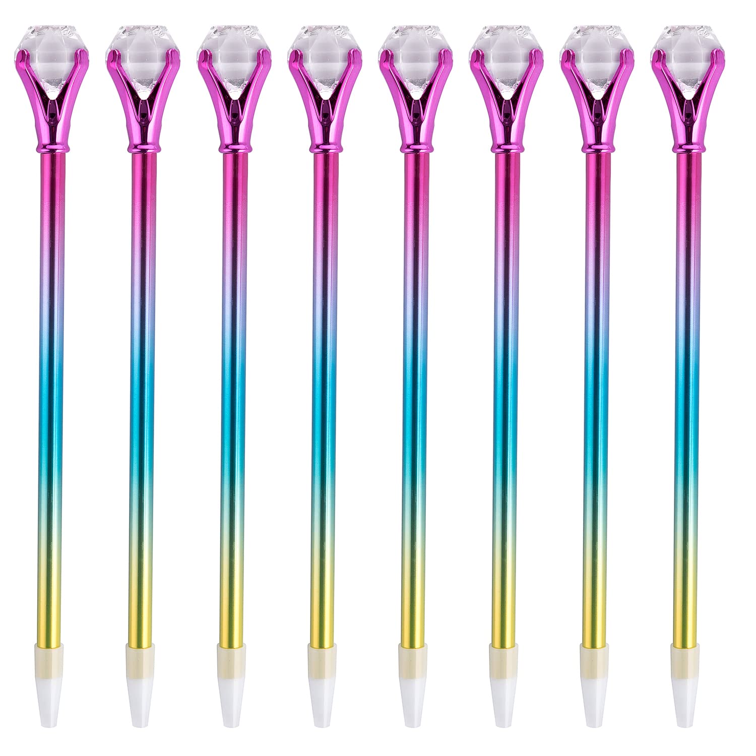 YOUKAI 8 PCS Crystal Ball Diamond Pen Metal Color Ballpoint Pen with Big Crystal Diamond Design,0.7mm,Black Ink for School Office Supplies Christmas Wedding Gifts Pens, Women, Girls