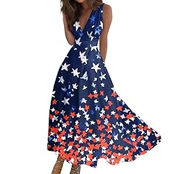 CHRATLHI 4th of July Dress Patriotic Flowy A-Line