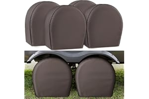 Leader Accessories 4-Pack Tire Covers - Heavy Duty Wheel Protectors for Truck, SUV, Jeep, Camper, Trailer, RV - Waterproof 600D Oxford - Universal Fits 26.75"-29" Diameter, Dark Gray