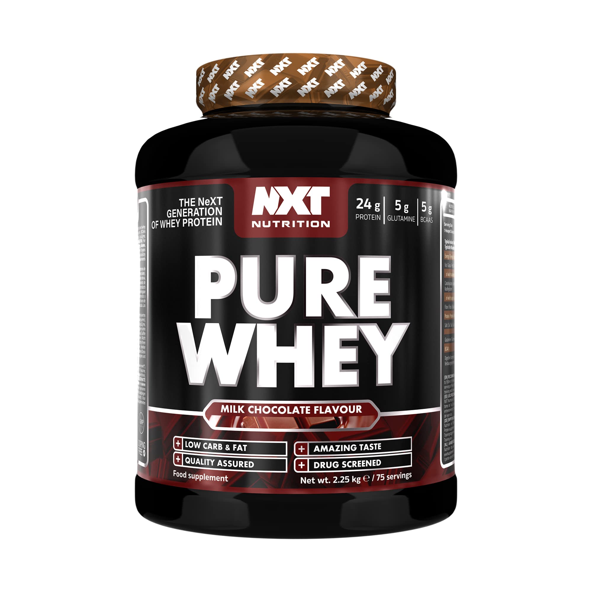 NXT Nutrition Pure Whey 2.25kg | Whey Protein | Muscle Growth and Recovery | 75 Servings | All Flavours | (Chocolate)
