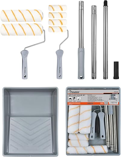9 Inch Paint Roller Set with Extension Pole - 10 Pack